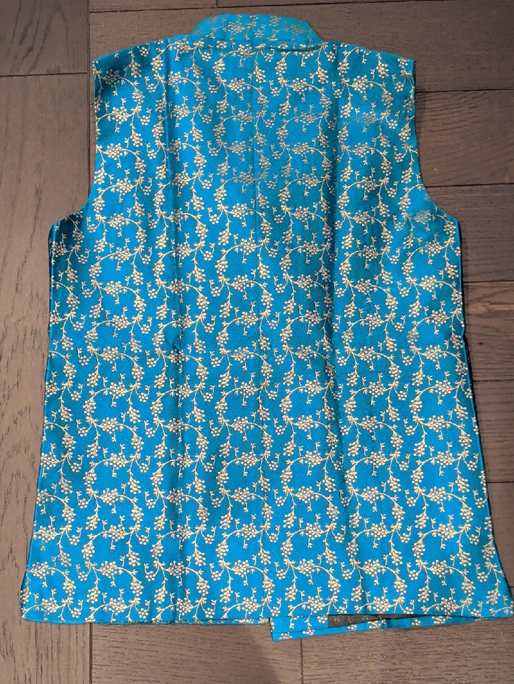 Teal Floral Brocade Nehru Vest - Picture 8 of 8